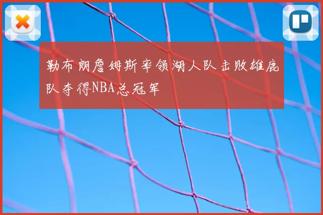 勒布朗詹姆斯率领湖人队击败雄鹿队夺得NBA总冠军